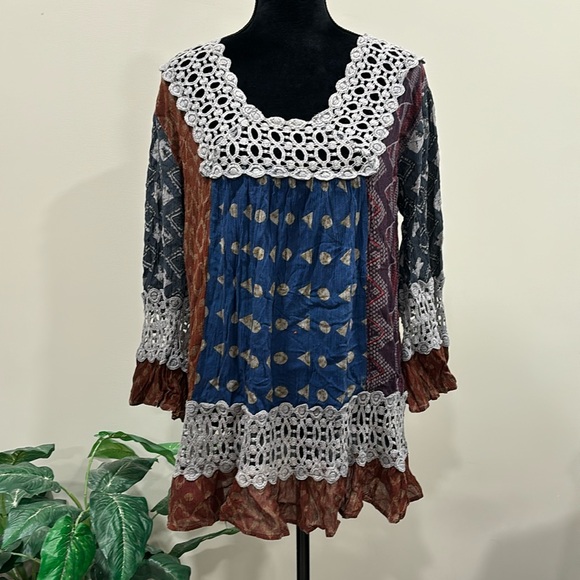 Sacred Threads Boho Tunic with Crochet Trim NWT - Picture 2 of 10